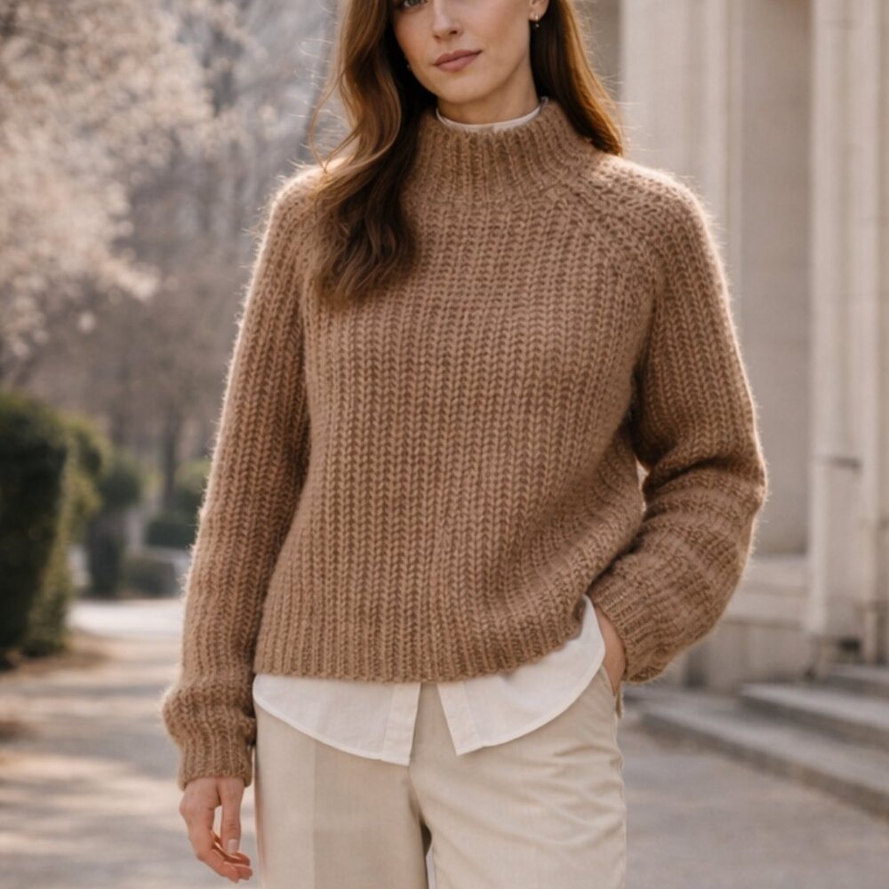 Vince Alpaca Mohair Mock Neck Sweater M Brown Marled NWT Winter Holiday - Picture 1 of 7
